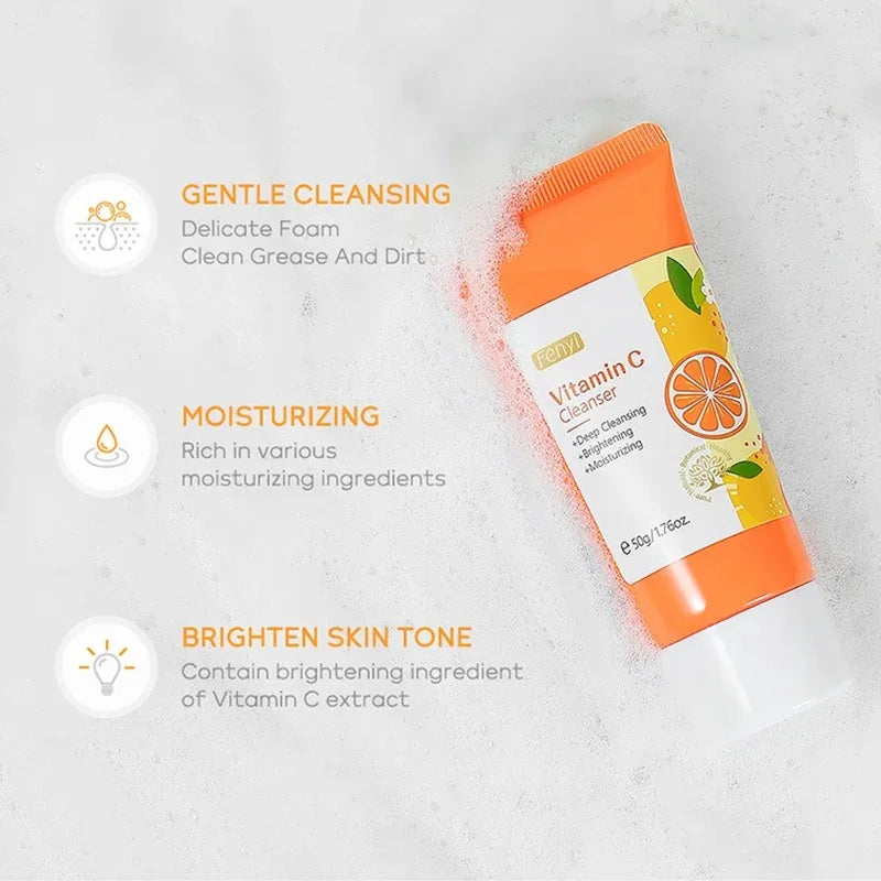 Vitamin C Facial Cleanser – Moisturizing & Anti-Acne | Blackhead Removing Skincare Face Wash Foam
