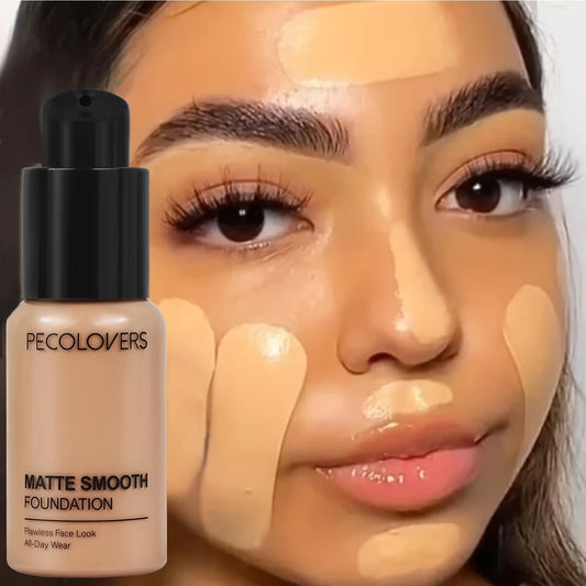 PECOLOVERS Matte Liquid Foundation – Oil-Control, Waterproof, Full Coverage