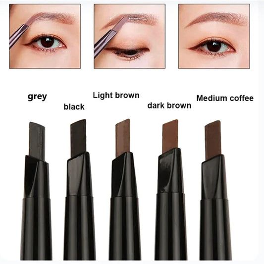 2-in-1 Eyebrow Pencil – Waterproof, Long-Lasting Tattoo Brush, 5 Colors for Professional Makeup - Beauty & Beyond