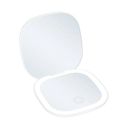 Mini Foldable LED Makeup Mirror - 5x/10x Magnification, Rechargeable, Compact - Beauty & Beyond