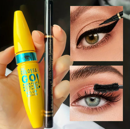 Mascara & Eyeliner Combo - Black, Slim Line, Smooth Definition, Long Lasting, Waterproof, 2pcs Set - Beauty & Beyond