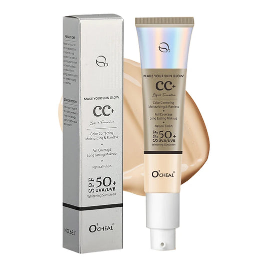 Crema CC Ocheal 30 g - Base de maquillaje, corrector, prebase hidratante e iluminadora resistente al agua FPS 50+
