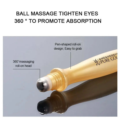 24K Gold Bright Eye Roller Eye Cream Hydrating Moisturizing Eye Serum Eye Care Dark Circles Removal Anti Eye Bags 15ml L2P8 - Beauty & Beyond