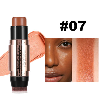 Double-Head Face Bronzer Contour Stick – Light & Dark, Long-Lasting, With Brush