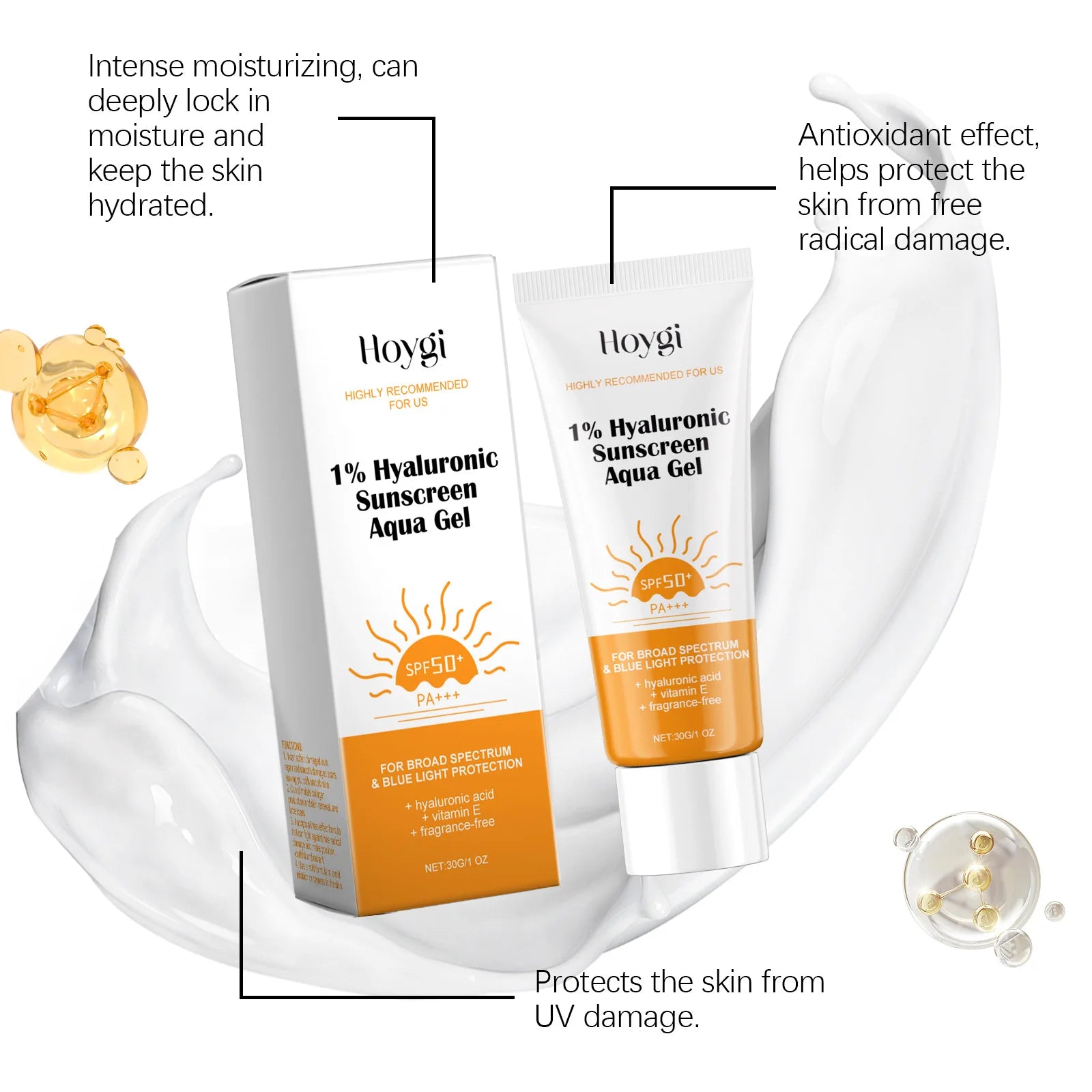 Hyaluronic Acid Sunscreen SPF50+ - Anti-Oxidant, Moisturizing, Waterproof, Sunblock Cream - Beauty & Beyond