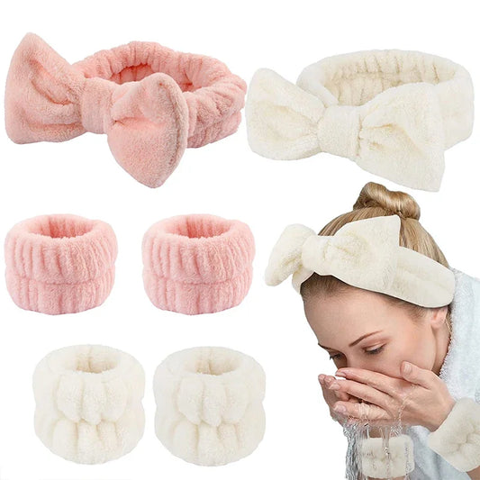 1/2/3PCS Face Wash Wristbands & Headband - Hair Care & Makeup Headband for Women