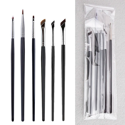 6PCS Eyeliner Brush Set - Thin, Gel, Flat Top, Concealer, Detailed Makeup Tool - Beauty & Beyond