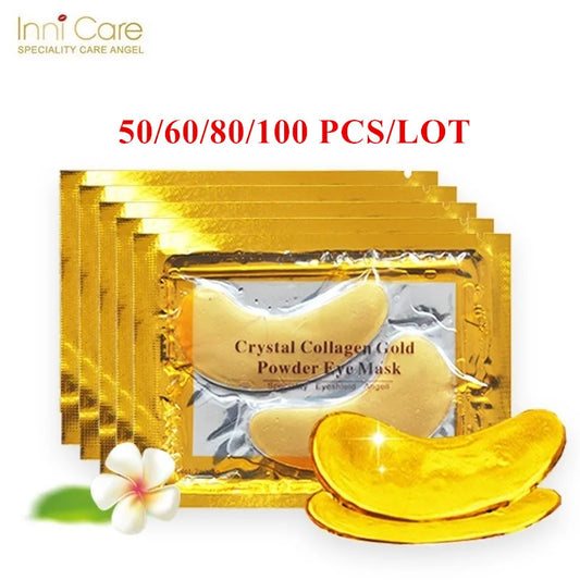 InniCare Crystal Collagen Gold Eye Masks – Dark Circles & Eye Care, 50/60/80/100 Pcs - Beauty & Beyond