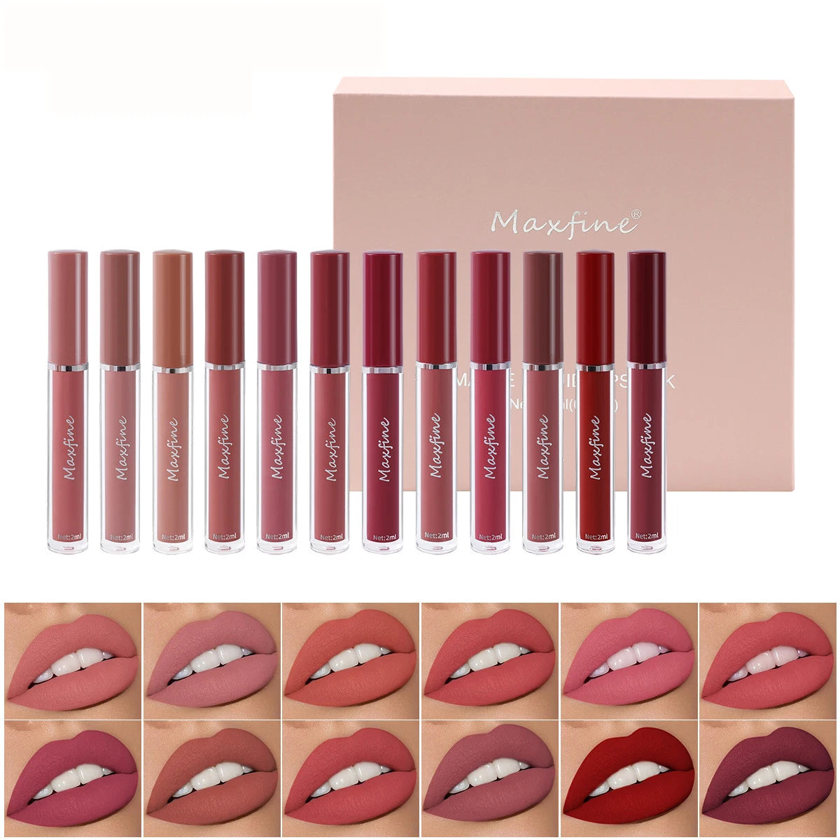 Holiday Gift Box 6PC Set – Matte Velvet Lip Gloss, Waterproof, Moisturizing, Long-Lasting Liquid Lipstick - Beauty & Beyond