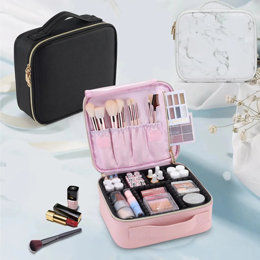 Makeup Bag - Professional Cosmetic Brush Case, Portable, Waterproof Travel Organizer