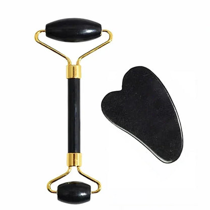 Natural Jade Roller & Gua Sha Set - Stone Massager for Face, Neck, Eye Care, Lifting, Spa Tools