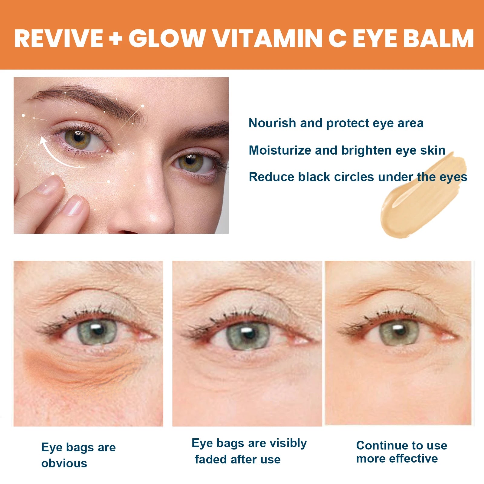 Vitamin C Eye Balm - Moisturizing, Dark Circles, Puffiness, Fine Lines, Brightening Stick - Beauty & Beyond