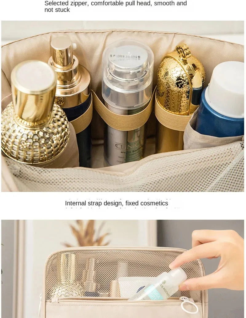 High-Quality Travel Makeup Bag - Waterproof Toiletries Organizer, Women's Hook Storage