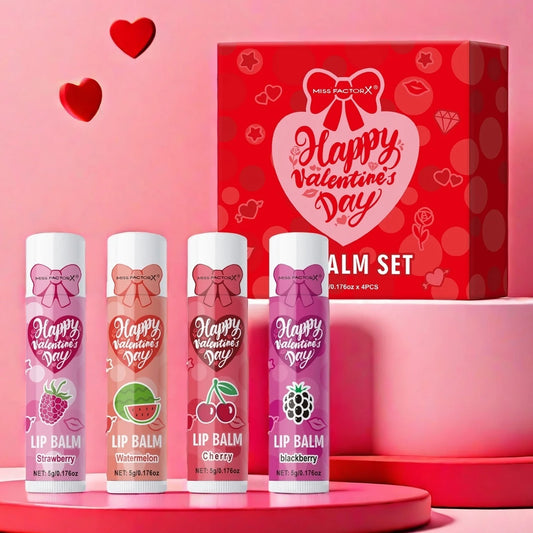 4PCS Women's Lip Balm Set - Moisturizing, Glossy, Perfect for Dry Lips, Valentine's Day Gift - Beauty & Beyond