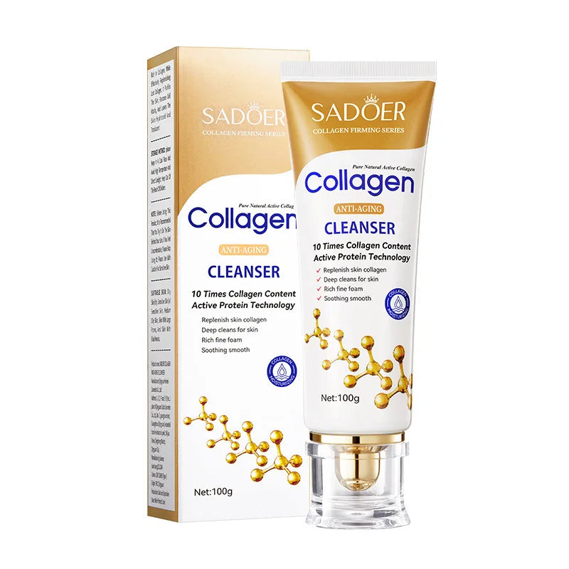 SADOER Collagen Facial Cleanser - Firming, Moisturizing Foam Face Wash & Skincare - Beauty & Beyond