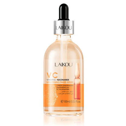 LAIKOU Vitamin C Face Serum – 100ml Primer Essence | Hyaluronic Acid & Collagen for Brightening, Firming & Moisturizing