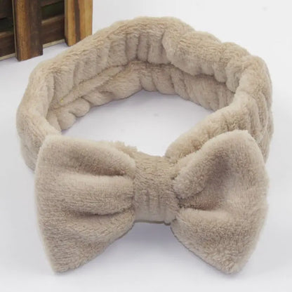 Spa Headband Bow - Soft Coral Fleece for Makeup, Shower, Face Washing, Hair Accessory