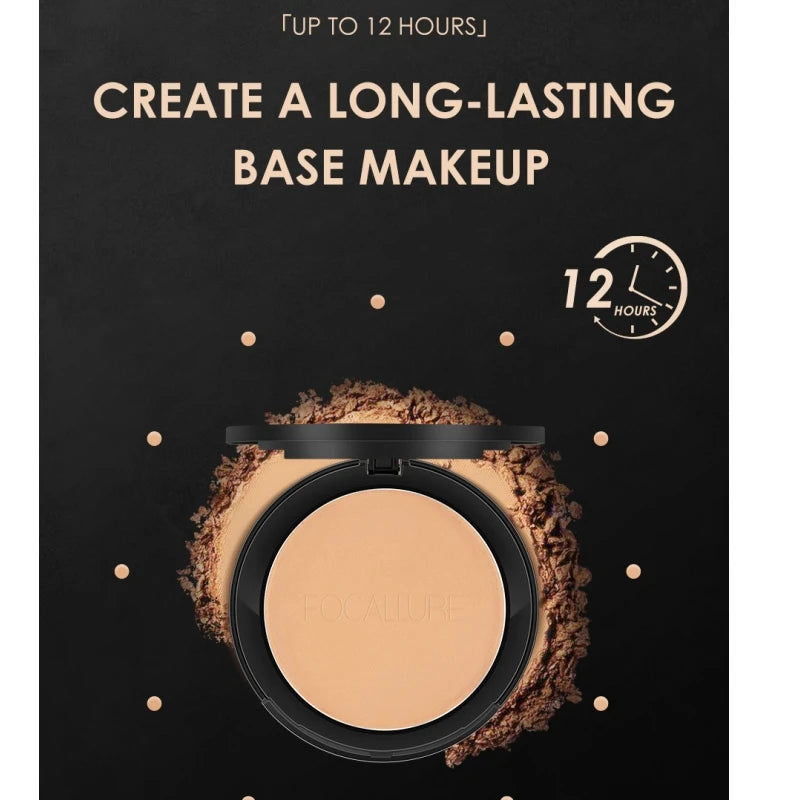 FOCALLURE 3-Color Face Powder – Brighten, Oil-Control, Nude Pressed Foundation