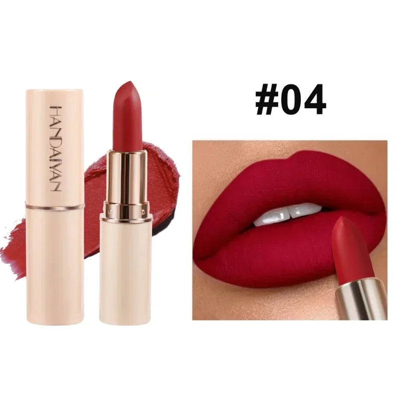 Deep Red Matte Lipstick – 8 Colors, Waterproof, Non-Stick Cup, Velvet Finish for Easy Application - Beauty & Beyond
