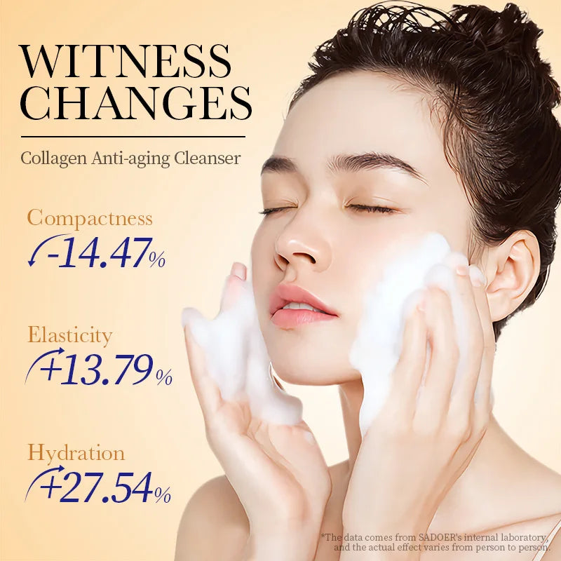 SADOER Collagen Facial Cleanser - Firming, Moisturizing Foam Face Wash & Skincare - Beauty & Beyond
