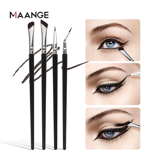 MAANGE 4PCS Professional Eye Makeup Brush Set - Eyeshadow, Eyebrow, Eyeliner, Contour Tool