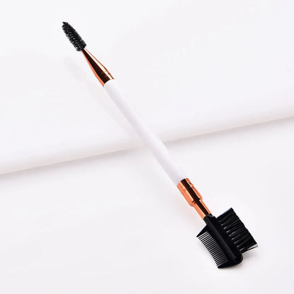Double-Ended Wood Handle Eyebrow & Eyelash Brush – 2-in-1 Professional Makeup Tool