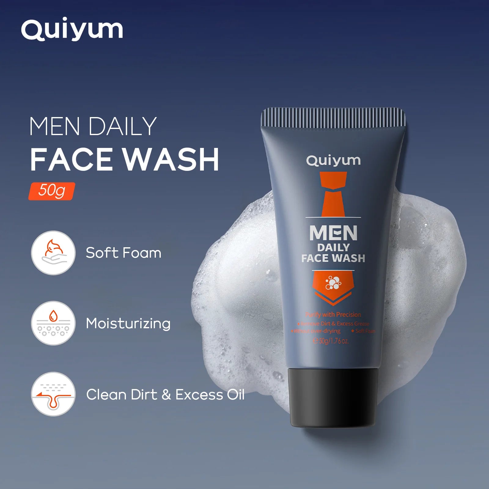 Men's Facial Foaming Cleanser - Deep Cleansing, Oil Control, Moisturizing, Blackhead Removal - Beauty & Beyond