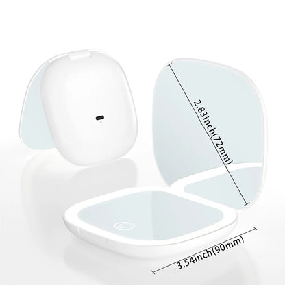 Mini Foldable LED Makeup Mirror - 5x/10x Magnification, Rechargeable, Compact - Beauty & Beyond
