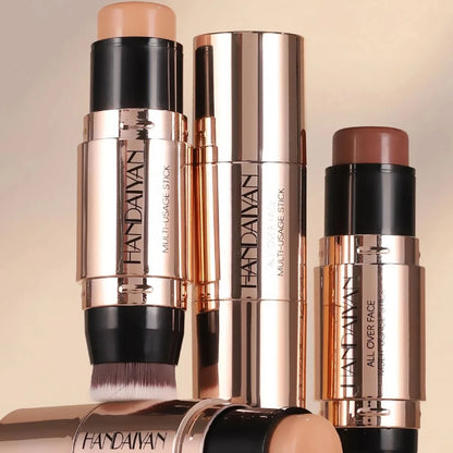 Double-Head Face Bronzer Contour Stick – Light & Dark, Long-Lasting, With Brush