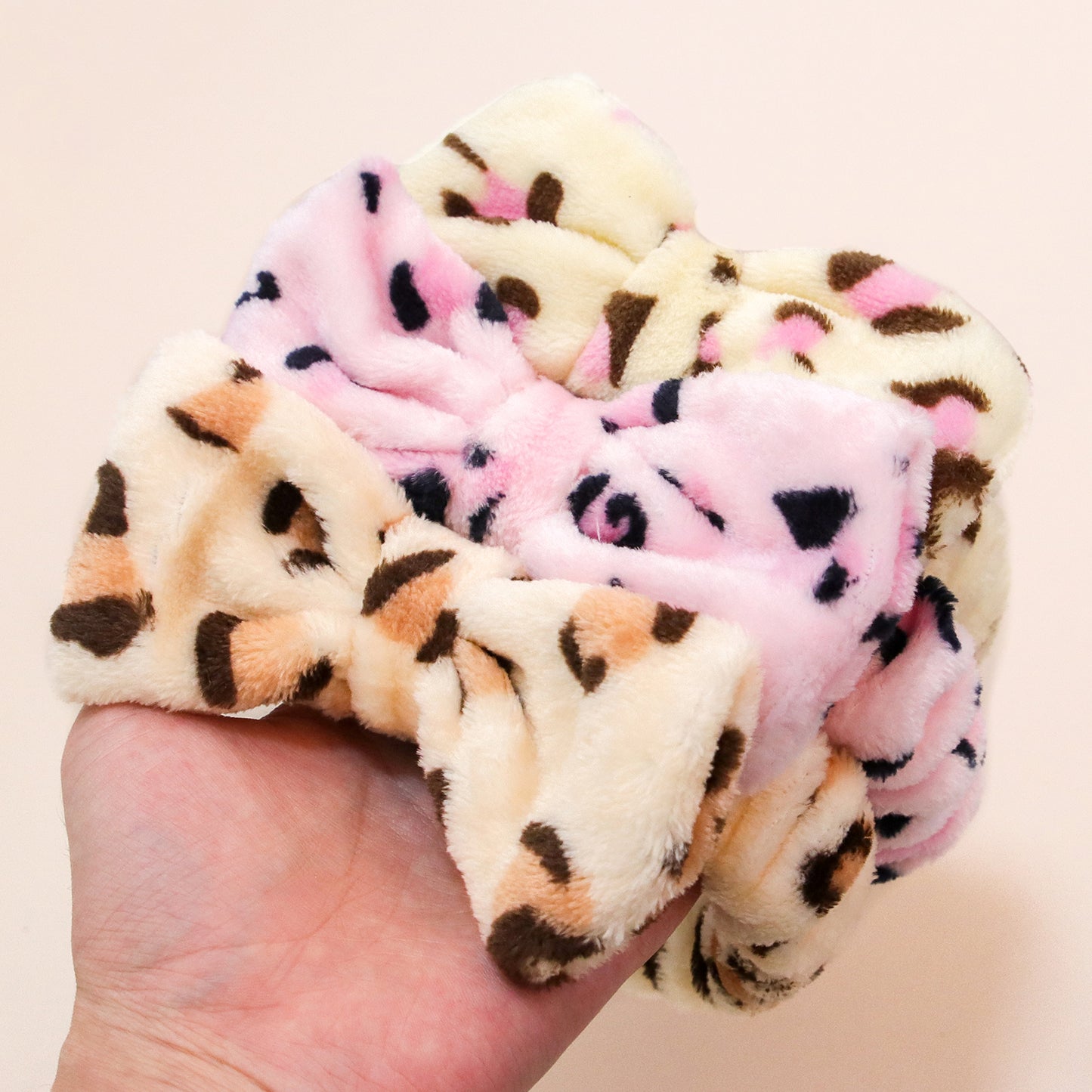 Leopard Spa Headband - Soft Coral Fleece, Cute Bow, Face Wash & Makeup Wrap for Women & Girls