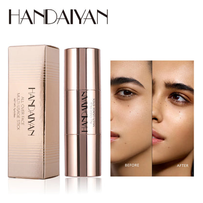 Double-Head Face Bronzer Contour Stick – Light & Dark, Long-Lasting, With Brush