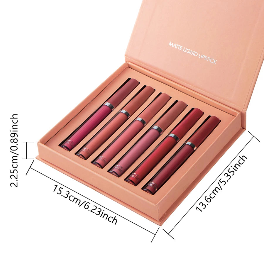 Holiday Gift Box 6PC Set – Matte Velvet Lip Gloss, Waterproof, Moisturizing, Long-Lasting Liquid Lipstick - Beauty & Beyond
