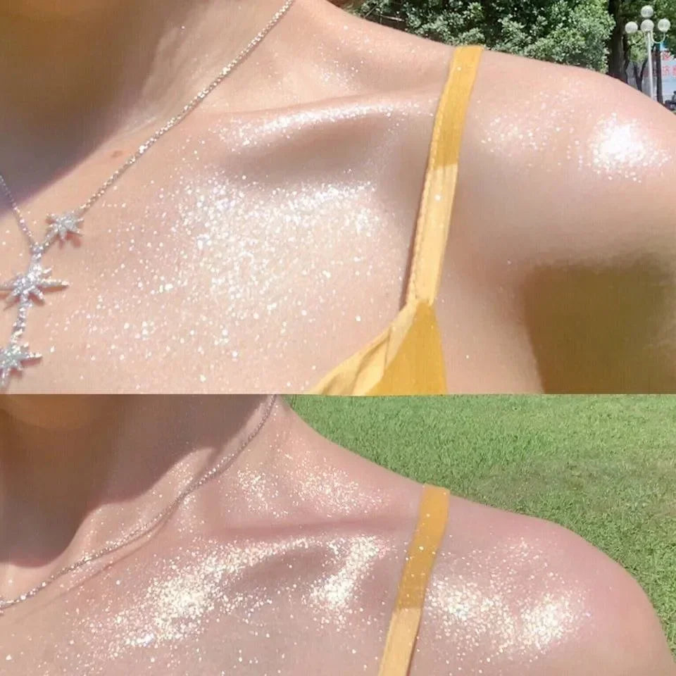 Diamond Highlighter Powder Spray – Waterproof High Gloss Glitter Bronzer & Illuminator for Face & Body - Beauty & Beyond
