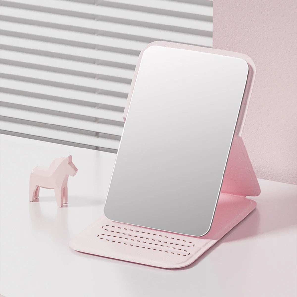 Portable Handheld Mini Makeup Mirror - Adjustable, Folding, for Dorm & Office Use