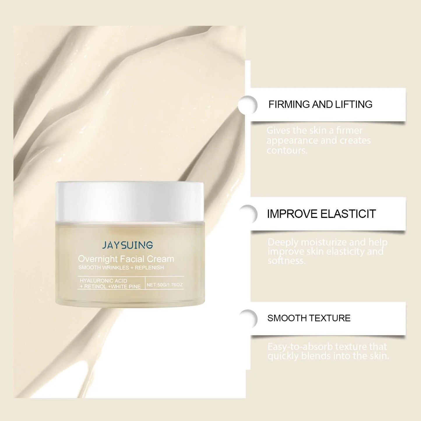 Pine Night Cream – Hydrating, Retinol & Hyaluronic Acid, Brightening & Firming Overnight Moisturizer - Beauty & Beyond