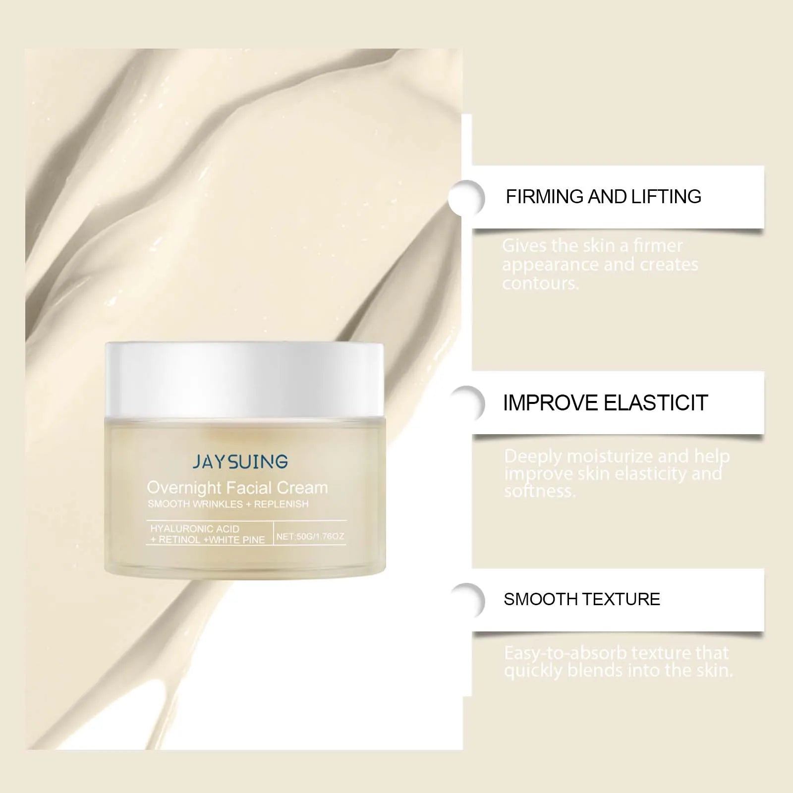 Pine Night Cream – Hydrating, Retinol & Hyaluronic Acid, Brightening & Firming Overnight Moisturizer - Beauty & Beyond