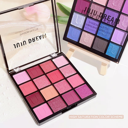 16-Color Eyeshadow Palette – Koi, Mermaid & Enchanted Forest Shades | Pearlescent, Matte & Shimmer Finishes