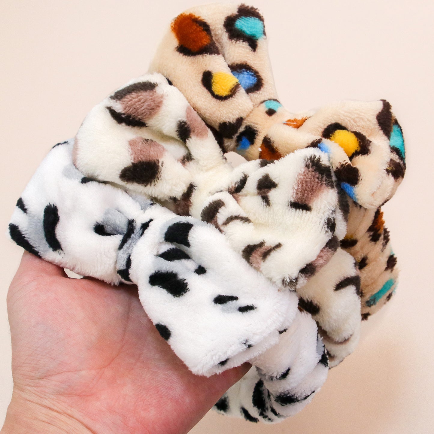 Leopard Spa Headband - Soft Coral Fleece, Cute Bow, Face Wash & Makeup Wrap for Women & Girls