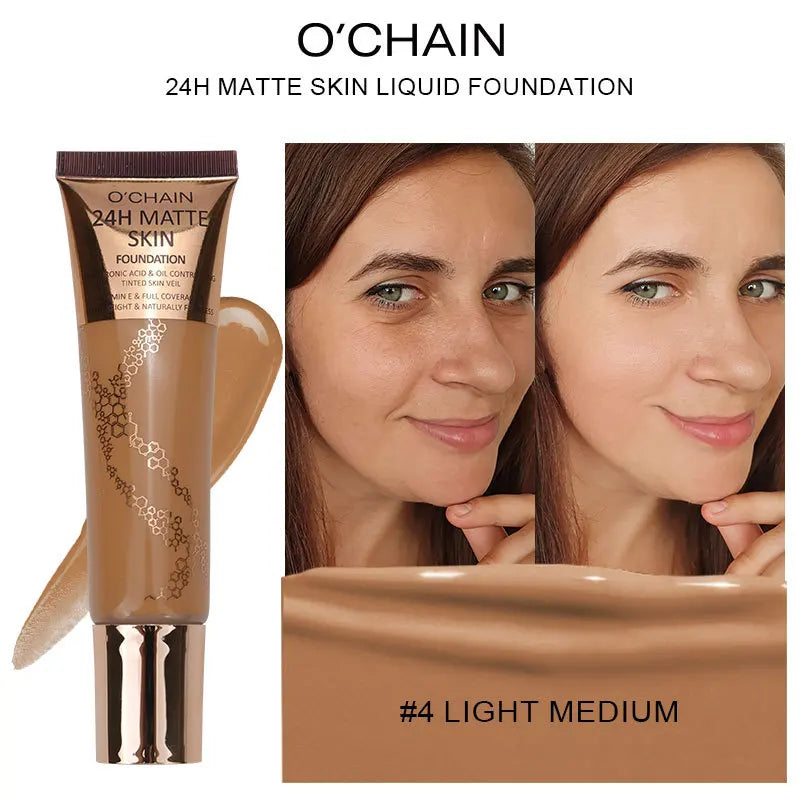 24-Hour Matte Oil Control Foundation - Perfect Coverage, Skin Tone Enhancer, Brightening, Long-Lasting - Beauty & Beyond