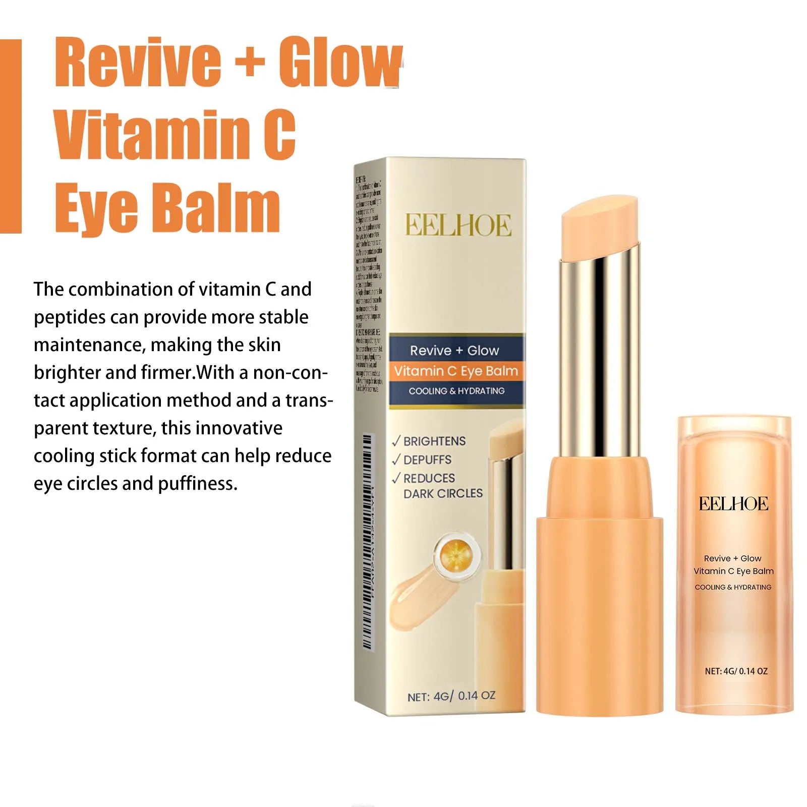 Vitamin C Eye Balm - Moisturizing, Dark Circles, Puffiness, Fine Lines, Brightening Stick - Beauty & Beyond