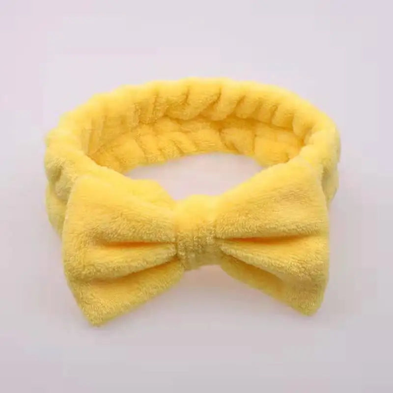 Spa Headband Bow - Soft Coral Fleece for Makeup, Shower, Face Washing, Hair Accessory