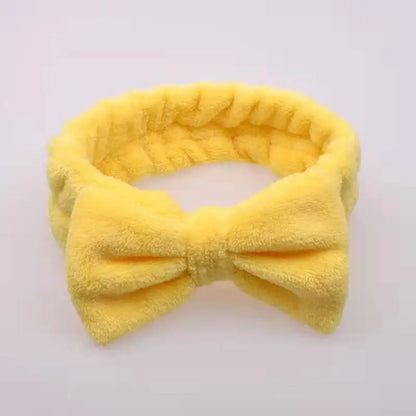 Spa Headband Bow - Soft Coral Fleece for Makeup, Shower, Face Washing, Hair Accessory