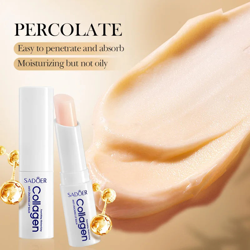 Moisturizing Lip Balm - Collagen, Hydrating, Repairing Dry Lips, Anti-Cracking & Brightening - Beauty & Beyond