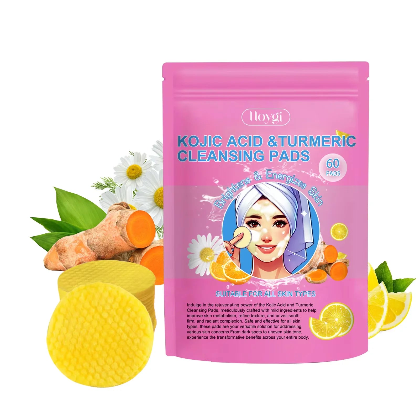 Turmeric Cleansing Pads - Exfoliating, Makeup Removal, Dead Skin, Pore Shrinking Sponge - Beauty & Beyond