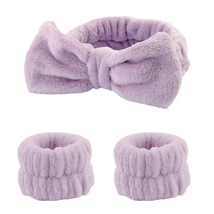 1/2/3PCS Face Wash Wristbands & Headband - Hair Care & Makeup Headband for Women