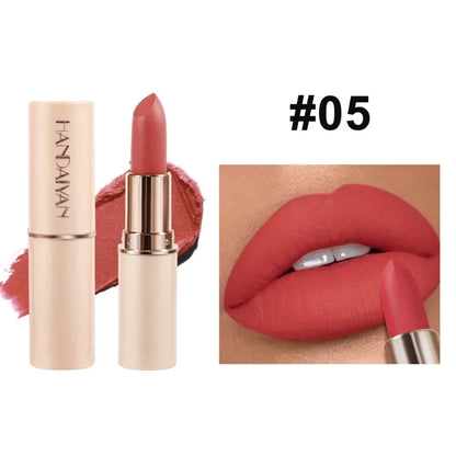 Deep Red Matte Lipstick – 8 Colors, Waterproof, Non-Stick Cup, Velvet Finish for Easy Application - Beauty & Beyond