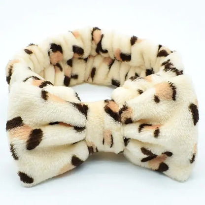 Spa Headband Bow - Soft Coral Fleece for Makeup, Shower, Face Washing, Hair Accessory