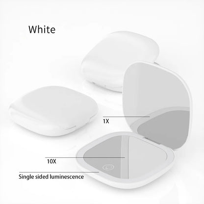 Mini Foldable LED Makeup Mirror - 5x/10x Magnification, Rechargeable, Compact - Beauty & Beyond