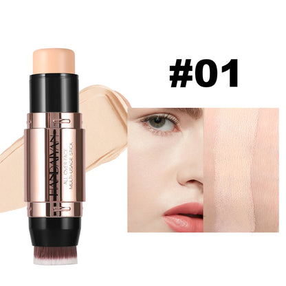 Double-Head Face Bronzer Contour Stick – Light & Dark, Long-Lasting, With Brush