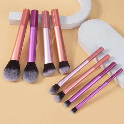 Kit de 7/8 brochas de maquillaje de pelo sintético suave para base, rubor, sombra de ojos y más.